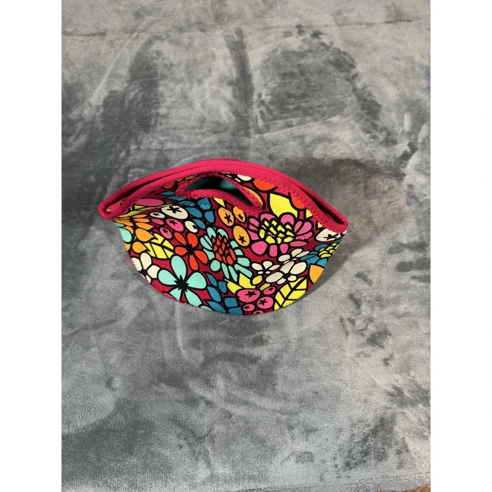 BYO Rambler Lunch Bag Neoprene Floral Multicolor Zipper Handle Tote